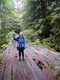 Amy on the rotting bridge